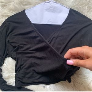 Black wrap crop top